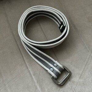Point Zero Canvas Double Ring Belt Grey Striped